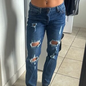 Wax Jean Women's Ripped Blue Jeans